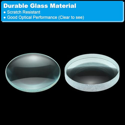 PATIKIL Convex Lens, 100-100mm Focal Length 50mm (1.97") Diameter Round Glass Magnifying Telescope Lens Trial Set Ground Edge for Lab Physics Class Optics, 4 Pcs - size: 100/-100mm FL, 50mm Dia.