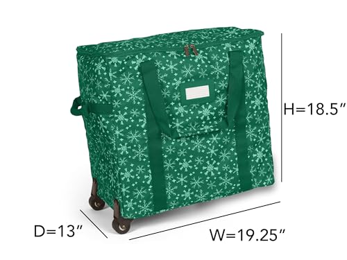 Covermates Rolling Treasurekeeper Storage Bag, 19.25" W x 13" D x 18.5" H - color: Green Snowflake Polyester, size: 19.25W x 13D x 18.5H - With Wheels