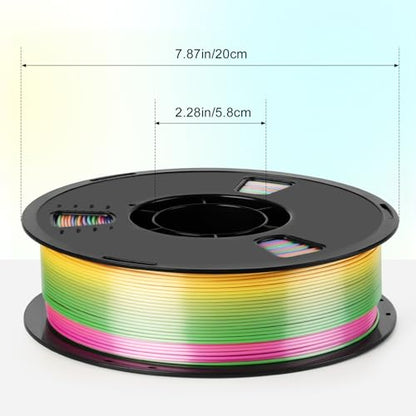Dynta Silk Rainbow PLA 3D Printer Filament for Beginners, 1.75mm/±0.02mm - color: 1kgx1-silk Rainbow