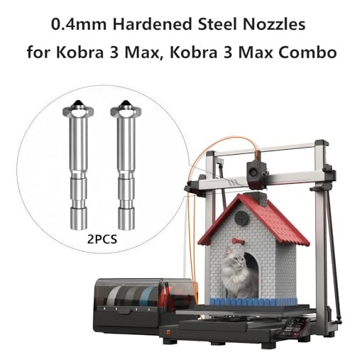 2PCS Kobra 3 Max Nozzle 0.4mm, Integrated Quick Swap Hardened Steel Nozzle High Flow High Speed Hot End Spray Nozzle for Anycubic Kobra 3 Max 3D Printer - color: 0.4mm Nozzle