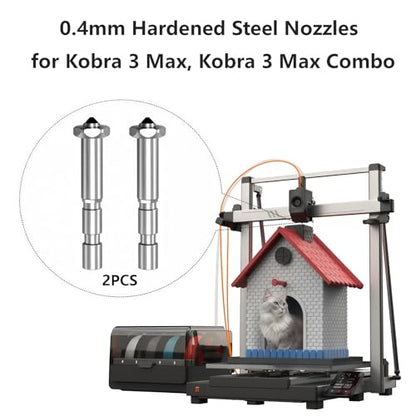 2PCS Kobra 3 Max Nozzle 0.4mm, Integrated Quick Swap Hardened Steel Nozzle High Flow High Speed Hot End Spray Nozzle for Anycubic Kobra 3 Max 3D Printer - color: 0.4mm Nozzle
