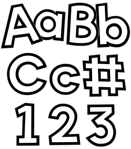 Carson Dellosa White Bulletin Board Letters 4", 219-pieces, Prepunched - color: White With Black Trim, size: 219 pieces
