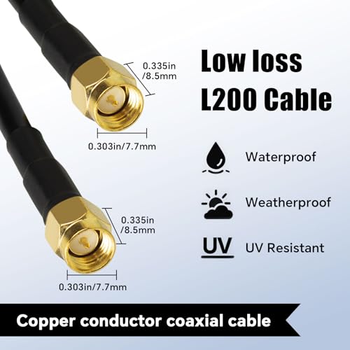 2-Pack SMA Male to Male Coaxial Cable 1.64ft LMR200 Equivalent SMA Male Low Loss RF Jumper Cable for WiFi 6E, 5G LTE, GPS, Ham Radio, RTL-SDR, ADS-B - Better Than RG58 - size: 1.64ft 2PCS