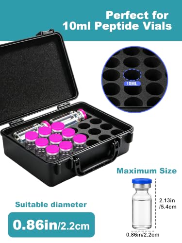 10ml Vial Storage Case, Peptide Vial Storage Case, Peptides Kit - 18Slot - color: 18-shots×10ml + 1-slot×30ml (Black)