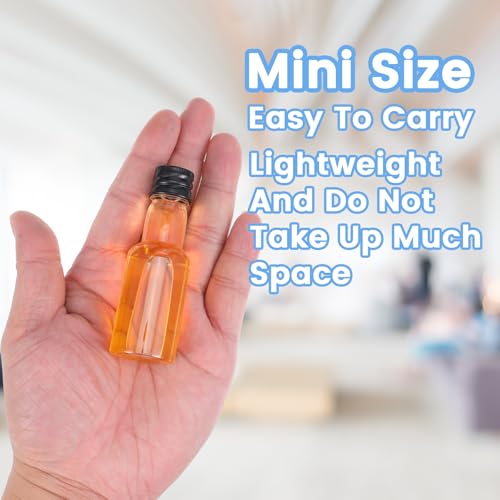 100 Pcs Clear Plastic Mini Liquor Bottles with Caps, 1 Oz Small Empty Alcohol Spirit Bottles for Wedding, Party Favors, Hot Sauce, and DIY Craft