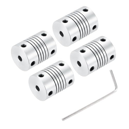uxcell 4Pcs 4mm to 4mm Aluminum Alloy Shaft Coupling L25xD19 Flexible Coupler Beam Stepper Motor Joint Connector for 3D Printer CNC Machine DIY Encoders and Motors Shaft,Silver - size: 4mm to 4mm