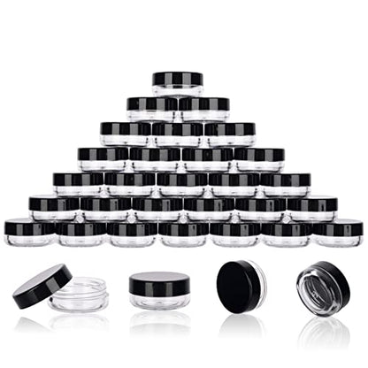 3 Gram Sample Containers 100 Count Empty Lip Balm Containers with Labels - color: Black
