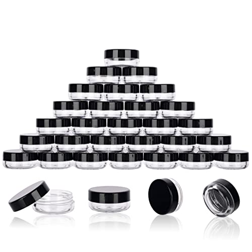 3 Gram Sample Containers 100 Count Empty Lip Balm Containers with Labels - color: Black