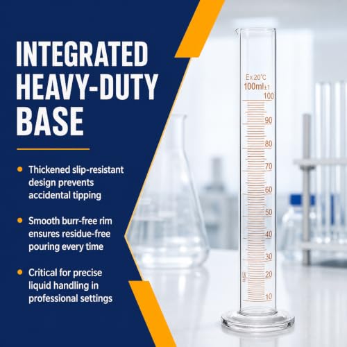 100ml Borosilicate Glass Graduated Cylinder, ±1ml Precision