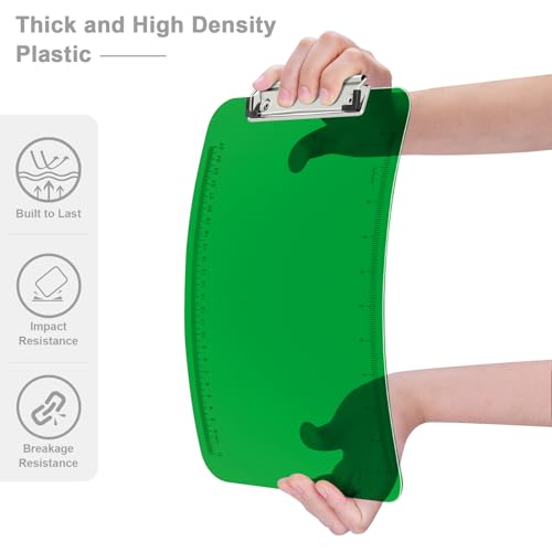Piasoenc Plastic Clipboards, 8.5 x 11 Clip Board with Ruler,Green - color: Green