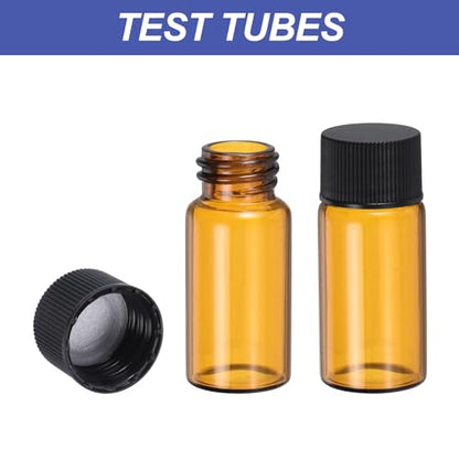 PATIKIL 10ml Amber Glass Vials, 12 Pack Sample Vials with Screw Cap and Write-on Spot Reagent Media Bottle with Labels Leak-Proof Liquid Vial for Lab - color: Brown, size: 10ml