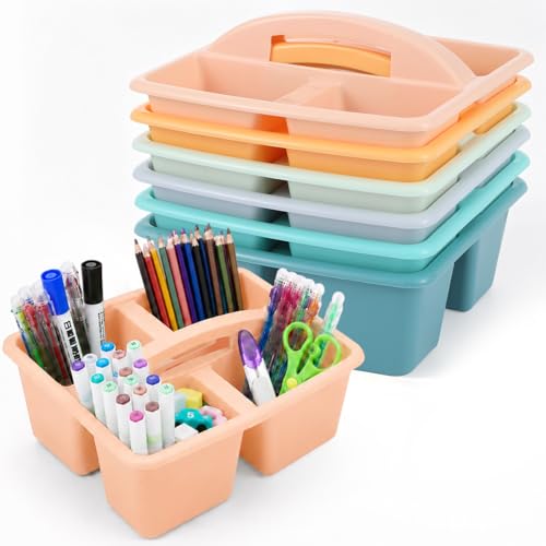 6 Pack 4 Compartment Classroom Caddy with Handle, Boho - color: Boho