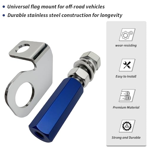 2PCS Dirt Bike Flag Mount, Motorcycle Motocross Dune Flag, Motorcycle Flag Mount, 22.5mm Rear Axle Mounting Holder Set for Quick Install 1/4" Whip Flag Pole-Blue