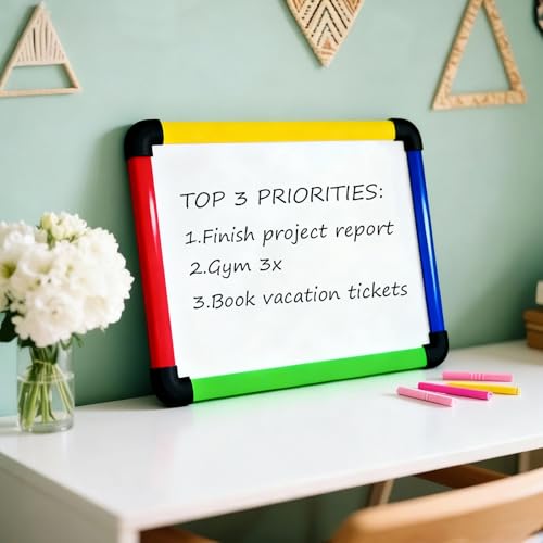 VIZ-PRO Small Dry Erase Whiteboard, Colored Frame, 12" x 8", 10 Pack - size: A4-Magnetic-10 Pack