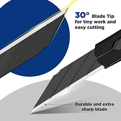 WORKPRO Premium Utility Knife Retractable Snap-off Blade, Heavy Duty Aluminum Box Cutter Set, Razor Knife Exacto Craft Knives, with 10 Extra 9mm Blades, Pack of 5