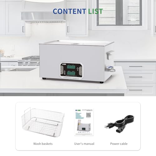 DK SONIC Professional Ultrasonic Cleaner 22L, 480W Heavy-Duty Sonic Cleaner with Timer,Heater&Touch Control, Multi-Application for Motorcycle Engines, Carburetors, Chains (Include Basket) - size: 22L