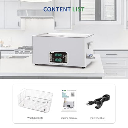 DK SONIC Professional Ultrasonic Cleaner 22L, 480W Heavy-Duty Sonic Cleaner with Timer,Heater&Touch Control, Multi-Application for Motorcycle Engines, Carburetors, Chains (Include Basket) - size: 22L