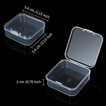 Jetec 18 Pieces Small Clear Plastic Storage Box, 2.1 x 2.1 x 0.8 Inch - size: 2.1 x 2.1 x 0.8 Inch