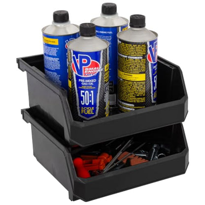 ReadySpace Medium-Wide Stackable Plastic Storage Bins, 4-Pack, Black - color: Black, size: Medium-Wide, 4-Pack