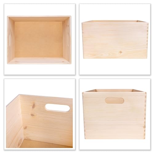 Creative Deco XXL Wooden Crate Nesting Crate Handles | 15.35x11.41x9.5in - color: Beige, size: XXL