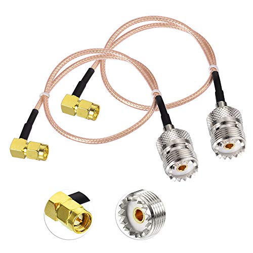 SUPERBAT SO239 to SMA Cable 12inch UHF Female SO-239 to SMA Male Cable Jumper Right Angle for CB Radio/Handheld Radio Antenna/Walkie Talkie etc 2-Pack - color: SMA Male to SO239 /12"
