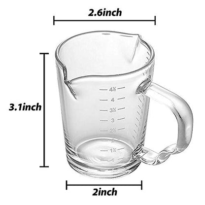150ml Glass Measuring Cup Double Spouts Espresso Cup Shot Glass Heat-Resistant Handle Transparent Scale Ounce Measure Jugs Mixing Mug for Bar Party Wine Milk Coffee Liquid Heavy Glass Measuring Cup - color: 150ml