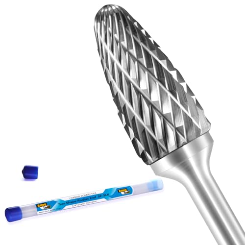 SF-5L6 Tungsten Carbide Burr Rotary File Tree Shape Radius End Shape Double Cut for Die Grinder Drill Bits 1/4'' Inch Diameter of Shank and 1/2'' Inch Diameter of Cutter 1'' Inch Cutter Length - style: SF-5L6
