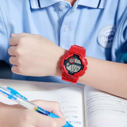 findtime Digital Watch Womens Sport Waterproof White Wrist Watches for Women with Alarm Stopwatch Hourly Chime LED Display 12H/24H Calendar - color: Red