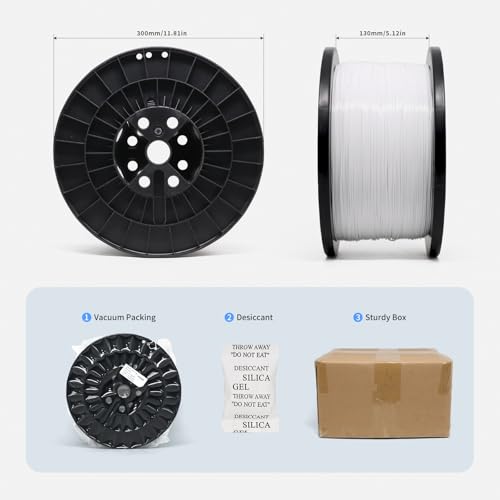 EONO White PETG Filament 1.75mm 5KG Bulk, Professional 3D Printer Filament - color: White Petg 5kg