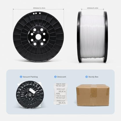 EONO White PETG Filament 1.75mm 5KG Bulk, Professional 3D Printer Filament - color: White Petg 5kg