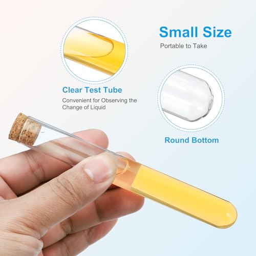 PATIKIL 12ml Test Tubes, 25pcs 4.92x0.63in Glass Clear Round Bottom Test Tube Containers with Stopper for Bead Party Candy Bath Salt Storage Scientific Experiment Plant Propagation - size: 12ml
