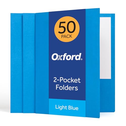 Oxford 2 Pocket Folders, 50 Pack, Light Blue, School & Classroom Value Pack - color: Light Blue