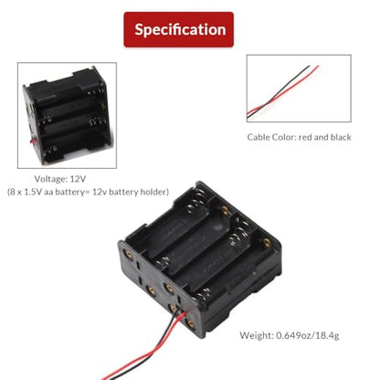 (Pack of 4) 8 AA Battery Holder Case Box 12V Volt Total