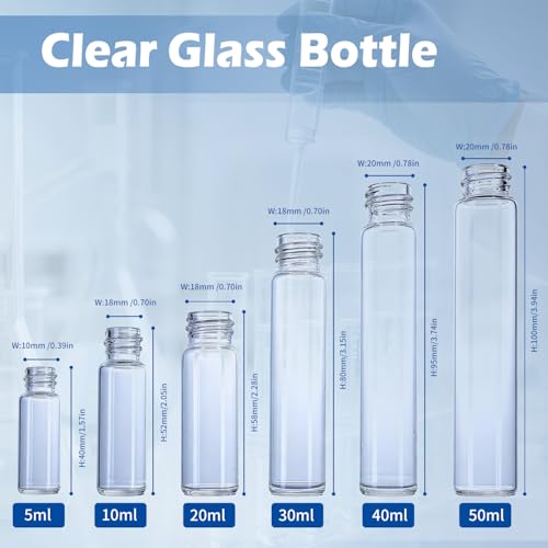 30ml Clear Glass Vials with Screw Caps and Plastic Stoppers 30PCS, Small Liquid Sample Vial, Test Tubes, Leak-Proof Vial - size: 30ML-30PCS