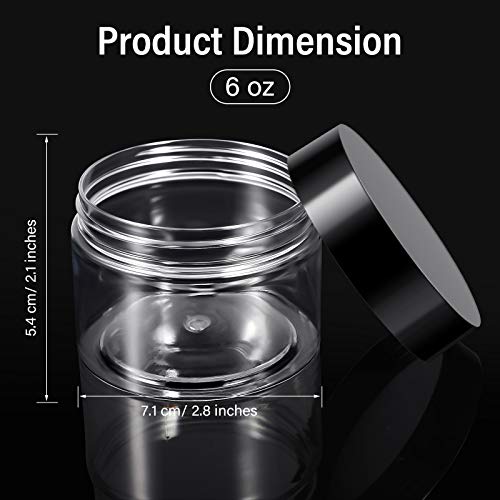 Patelai 4 Pcs Plastic Jars with Lids, Black, 6 oz, Wide Mouth - color: Black, size: 6 oz