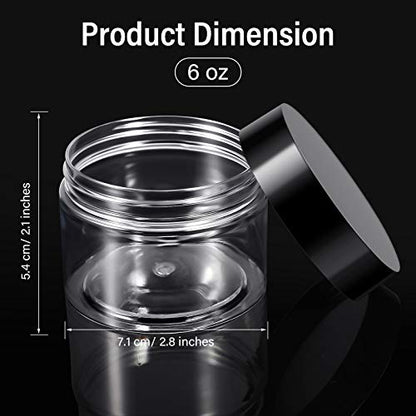 Patelai 4 Pcs Plastic Jars with Lids, Black, 6 oz, Wide Mouth - color: Black, size: 6 oz