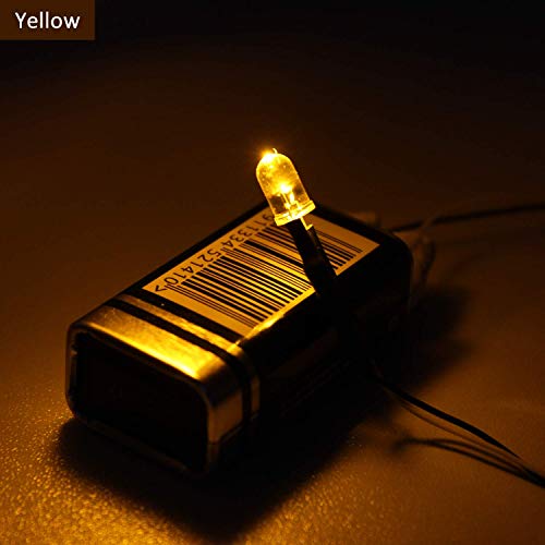 DiCUNO 100Pcs 5MM Pre Wired 12V Yellow Light LED Diodes, with 9.4 Inch Lead - color: Yellow