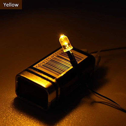DiCUNO 100Pcs 5MM Pre Wired 12V Yellow Light LED Diodes, with 9.4 Inch Lead - color: Yellow