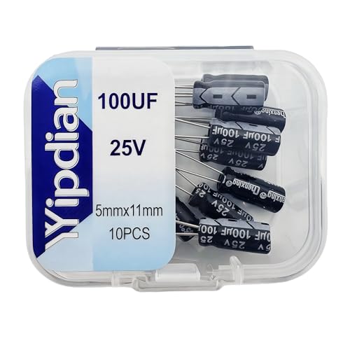 Electrolytic Capacitor YYipdian 100uF 25V 5x11mm High Temperature Resilience Aluminum Capacitors (Pack of 10) - size: 100uF 25V 5x11mm 10PCS