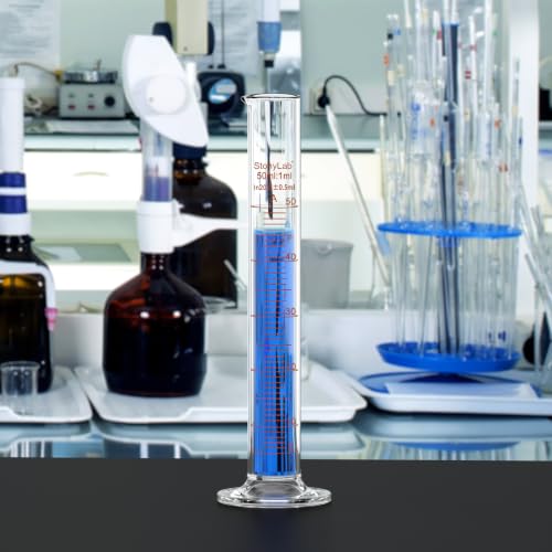 stonylab Class A Graduated Cylinder, 50 ml Borosilicate Glass High Precision Measuring Cylinder with Clear Scale and Stable Base for Laboratory Liquid Measurement - size: 50 ml