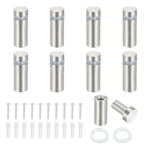 PATIKIL 1/2x1.2" Standoff Screws, 8 Pack Stainless Steel Stand Off Wall Mounts Wall Sign Mounting Hardware Advertising Standoff Nail for Hanging Acrylic Signs Picture Frame, Silver - size: 1/2x1.2"