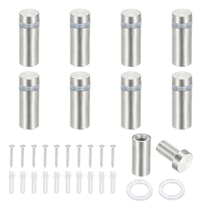 PATIKIL 1/2x1.2" Standoff Screws, 8 Pack Stainless Steel Stand Off Wall Mounts Wall Sign Mounting Hardware Advertising Standoff Nail for Hanging Acrylic Signs Picture Frame, Silver - size: 1/2x1.2"