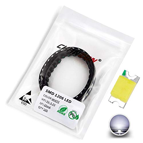 CHANZON 100 pcs SMD 1206 (3.2mm x 1.6mm) White LED Diode Lights 3V 20mA - color: A) White (100pcs)