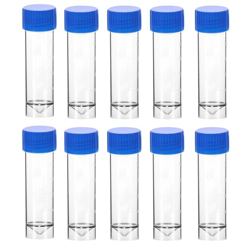 10 Pcs 25-30ML Urine Specimen Cups with Lids, Urine Sample Cups Collection Cup for Collection and Testing (Blue Lids)