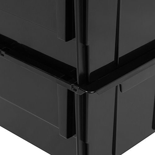 IRIS USA 6-Pack, Jumbo Open Front Stackable Storage Bins, Black - size: Jumbo - 6 Pack