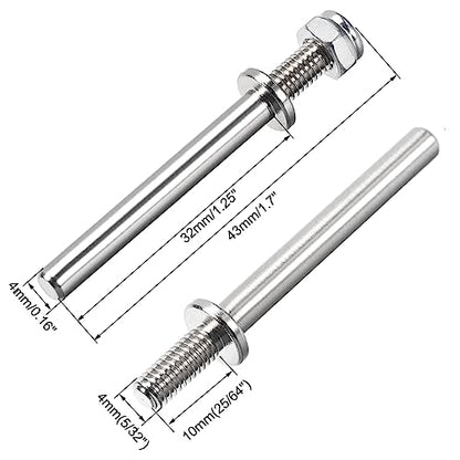 uxcell 5/32 Inch Diameter x 1.7 Inch Length Landing Gear Steel Axle Shaft Drive Axle with Nuts for RC Airplane - 6PCS