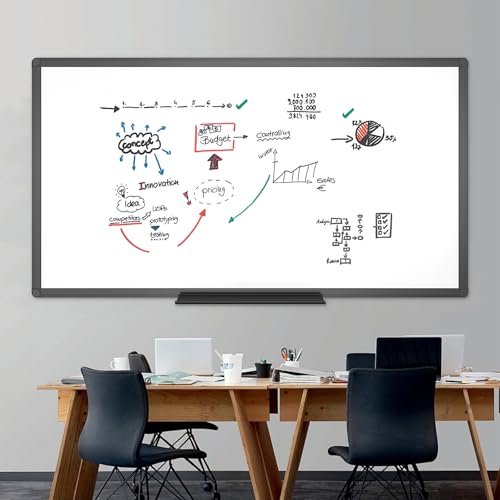VIZ-PRO Magnetic Dry Erase Board, 96 x 48 Inches, Black Aluminium Frame - size: 96 x 48 inches