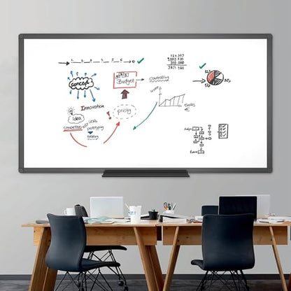 VIZ-PRO Magnetic Dry Erase Board, 96 x 48 Inches, Black Aluminium Frame - size: 96 x 48 inches