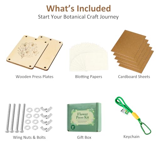 MeRGBWLife Mini Flower Press Kit, Pocket Size Plant Press for Small Flowers, Leaves and Herbs, Portable Wooden Press for Travel, DIY Crafts and Beginners - size: 3.7"x2.5"