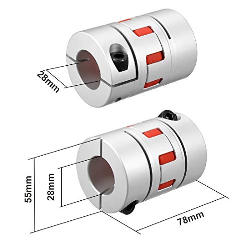 uxcell Shaft Coupling 28mm to 28mm Bore L78xD55 Flexible Coupler Joint for Servo Stepped Motor - size: L78xD55 28mm to 28mm